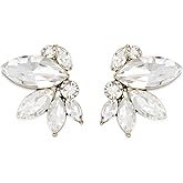 SWEETV Sparkly Rhinestone Stud Earrings for Women, Crystal Wedding Bridal Earrings for Brides,Cluster Bridesmaid Earrings, Prom Formal Party Jewelry