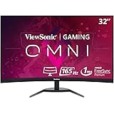 ViewSonic OMNI VX3268-PC-MHD 32 Inch Curved 1080p 1ms 165Hz Gaming Monitor with FreeSync Premium, Eye Care, HDMI and Display
