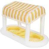 FUNBOY Giant Floating Yellow Cabana Stripe Drink Station w/Removable Shade | Removable Fabric Shade with Fringe, Perfect for Parties, Table-Top Decorations, In-Pool Refreshments