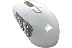 Corsair Scimitar Elite Wireless SE MMO PC Gaming Mouse – 33,000 DPI, 16 Programmable Buttons, Key Slider, Elgato Virtual Stream Deck, 1,000Hz Polling, Up to 150-Hour Battery – White