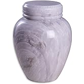 Bey-Berk Deering Moments Marble Cremation Urn for Human Ashes, Adult Size, Large (White)