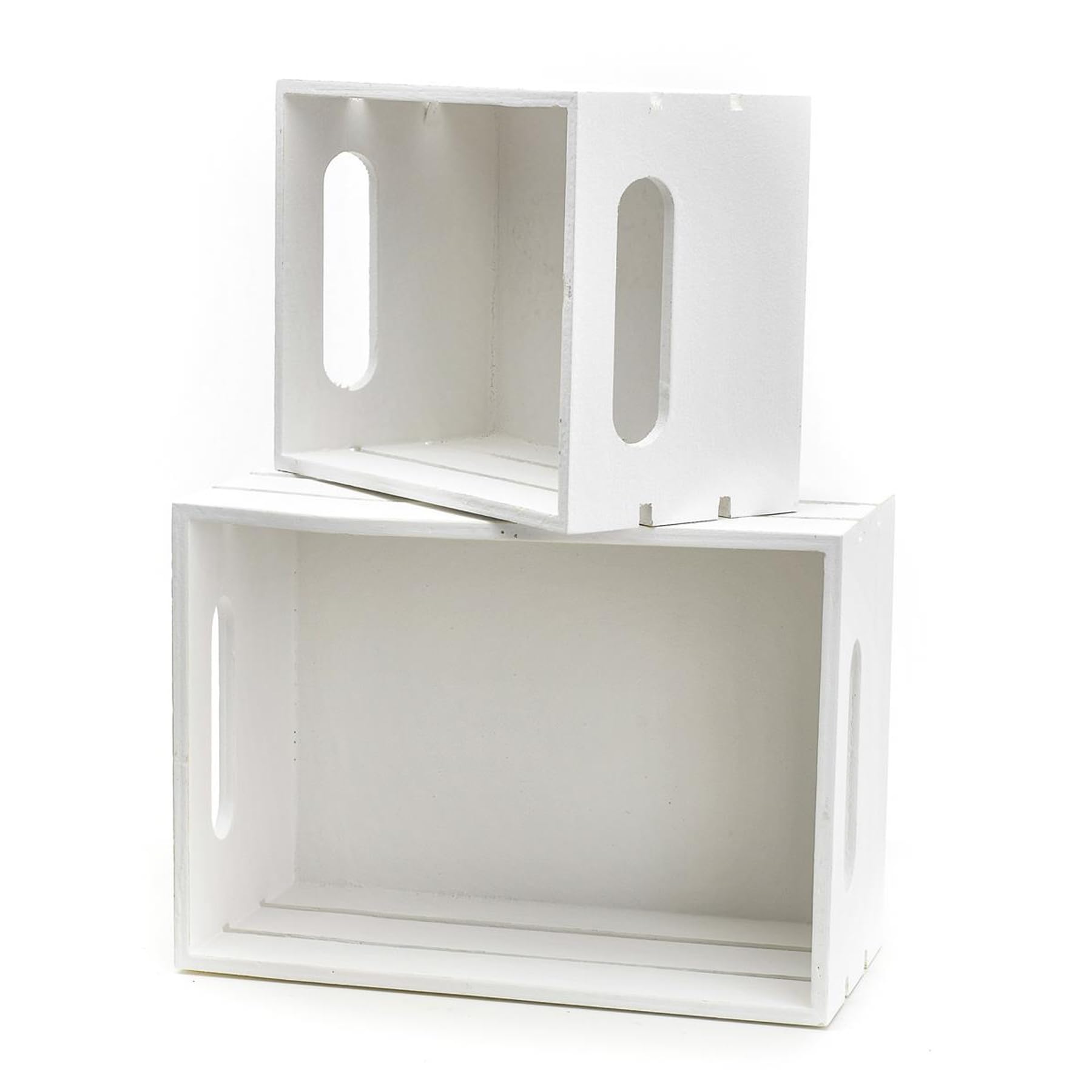Photo 1 of Hampton Art 2-Pack White Nested Wooden Crates, Rustic Style, 9 1/3"x 6 1/2"x 5 1/4" & 7"x 5 1/2"x 4", Decorative Storage & Display, Space-Saving, DIY Craft Project