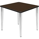 Regency Kahlo 30 in. Square Breakroom Table- Neo Walnut Top, Chrome Tapered Legs