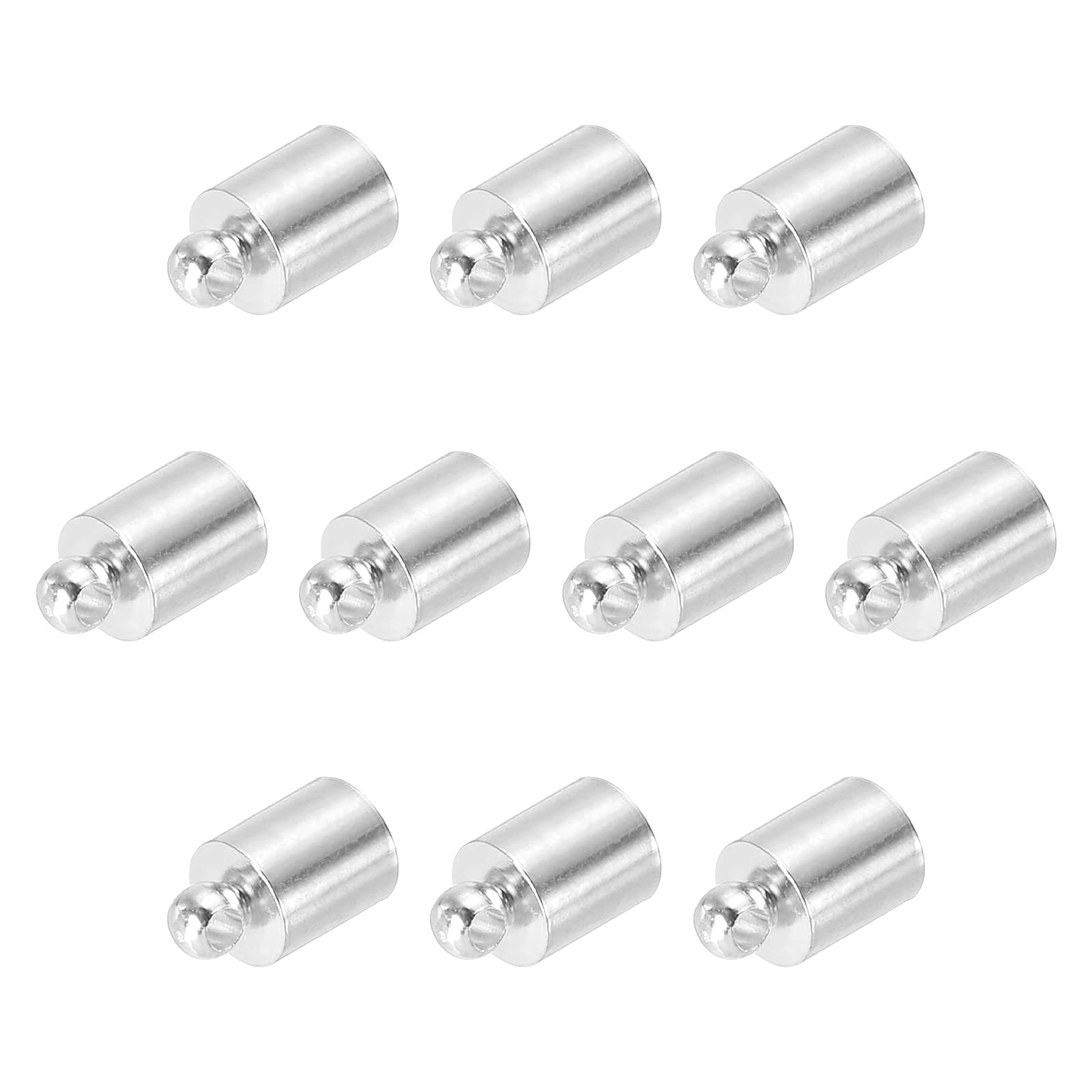 PATIKIL 50Pcs Cord End Caps, 5.6mm End Cap Barrel Beads Kumihimo End Caps Brass for Leather Cord, Tassels, Jewelry Making 10mm Length Silver