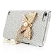 Ipod Case,I Touch Case,Touch 5 Case - Mavis's Diary New 3d Handmade Luxury Crystal Bow Bling White Case Cover Hard for Ipod Touch 5 5th Generation with Soft Clean Cloth (Bow)
