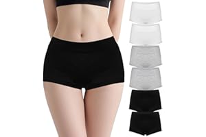 Soleurfe Girls Underwear Cotton Girls' Boyshorts Underwear Black Grey White Boxer Comfort Briefs Size 8-16 for Daily wear