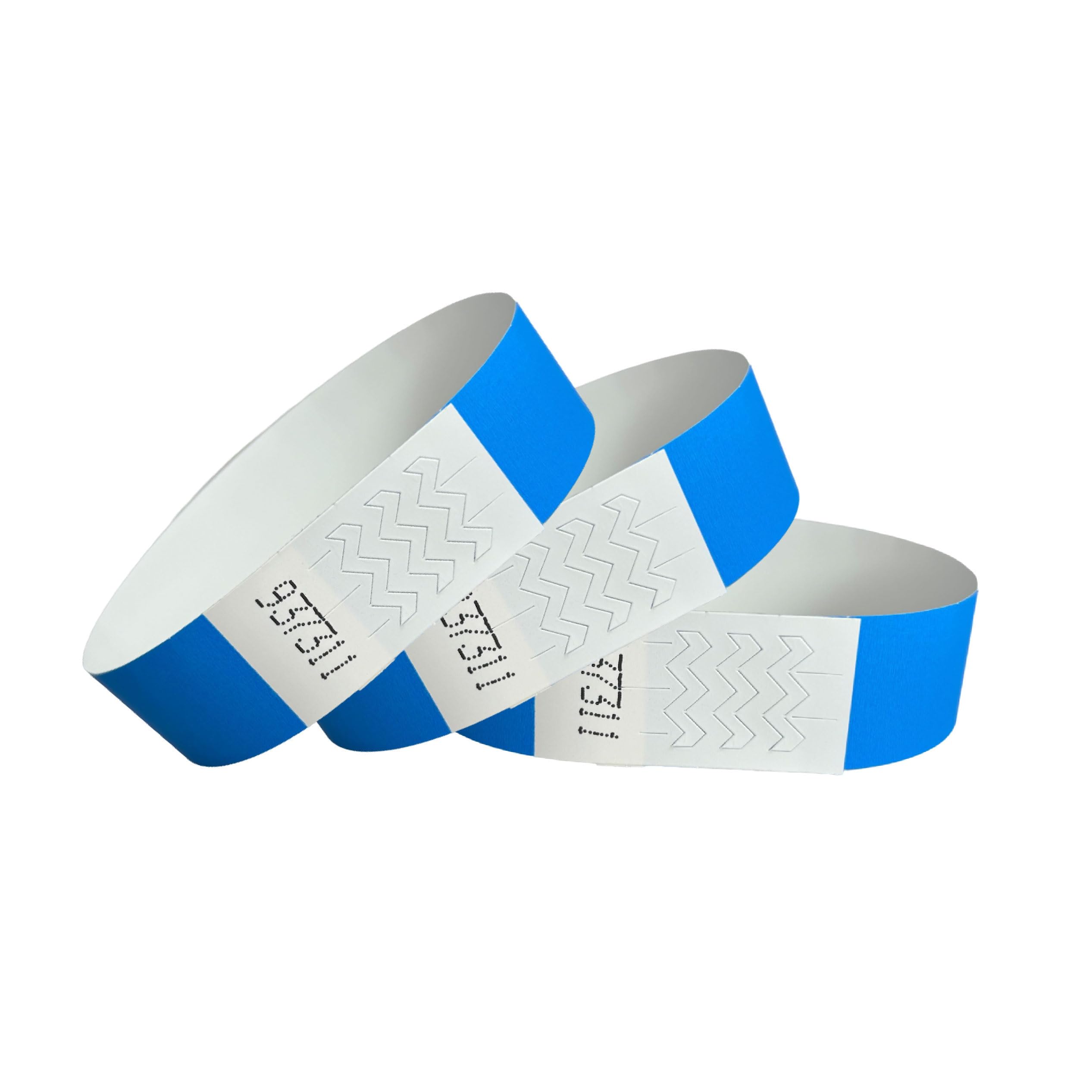 CINTAPUNTO® Pack of 200 Neon Blue Wristbands 3/4 inch (19x250mm), Cinta® Premium Neon Wristband, Entry Bands for Events Arm Bands Party Secure Wristbands for Clubs, Concert