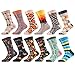 WeciBor Men's Colorful Funny Cotton Crew Socks, 12 Pack Multicolor Animal, Size 10-13