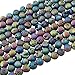 SUNYIK Rainbow Aura Titanium Coated Druzy Geode Loose Bead,for Jewelry Making,Crystal Quartz Agate Stone,8mm 15