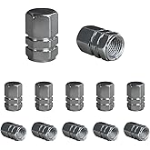Ohleats 12 PCS Car Tire Valve Stem Caps, Leakproof Tire Air Cap with O Rubber Seal, Aluminium Wheel Valve Dust Cover for SUV Truck Motorcycle Bike, Universal Car Accessories (Gray)