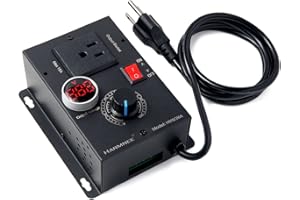 HARMNEE AC Motor Speed Controller 110-120V / 10A Rated / 15A Max, AC Electronic Voltage Regulator with Black-Coated Matt Metal Shell & Voltage LED Display Screen