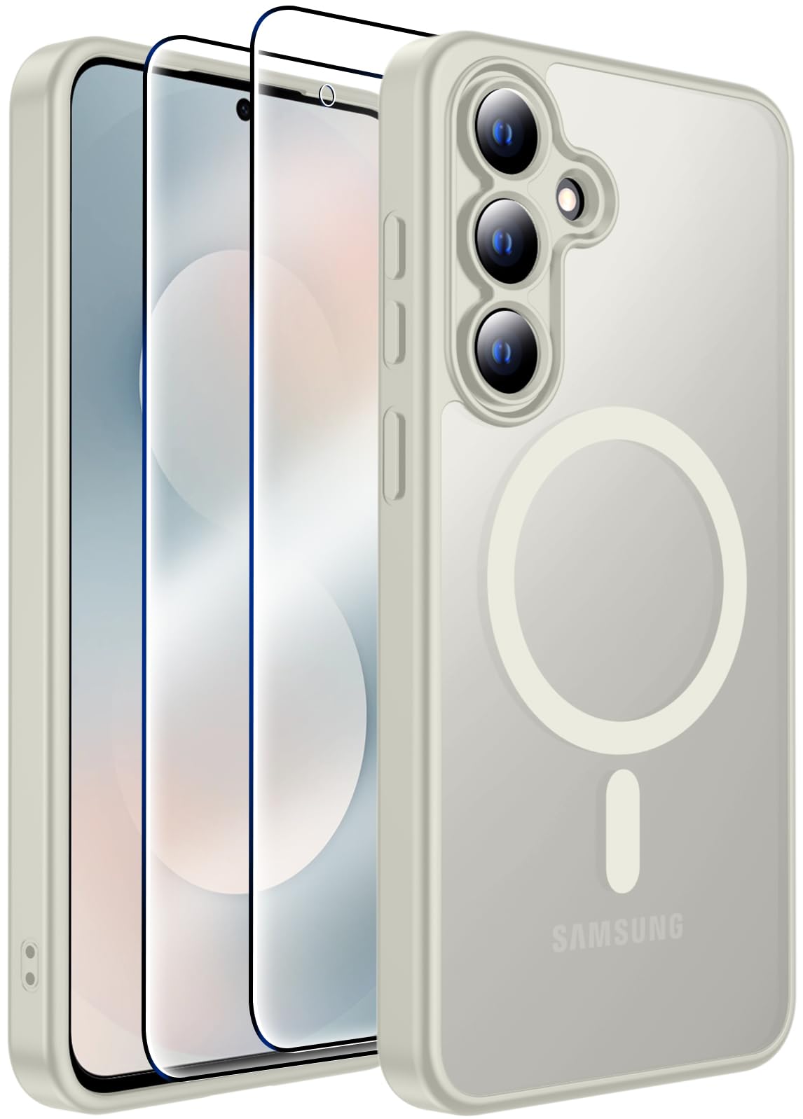 Photo 1 of MOZOTER for Samsung Galaxy S25 FE Case with Magnetic,[Compatible with MagSafe][12Ft Military Dropproof][2*Screen Protector] Translucent Anti-Slip Back Slim Shockproof Case for S25 FE-White