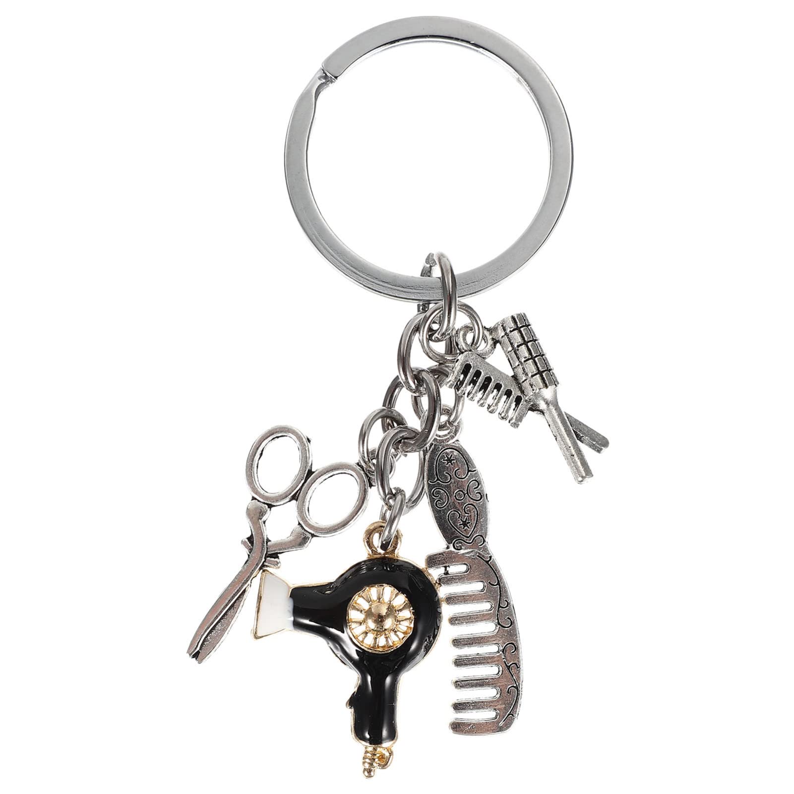 ifundom Hairdresser Keychain Comb Hair Dryer Charm Keychain Hairdresser Hair Stylist Pendant for Women Men Salon Owner Bag