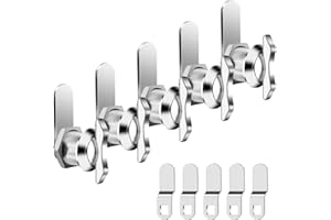 BEBOBLY 5/8 Inch Thumb Operated Offset Cam Lock, 5Pcs Keyless Compartment for RV, Cabinet Mailbox Drawer Latch, 100% Metal Replacement Cylinder for Storage Door, Camper, Vehicles