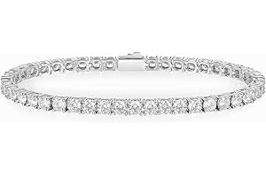 Gemsme 3/4/5mm Tennis Bracelet, 18k White Gold Plated 3MM/4MM/5MM Iced Out Round Cubic Zirconia Tennis Bracelet for Women Men 6.5/7/7.5 Inches
