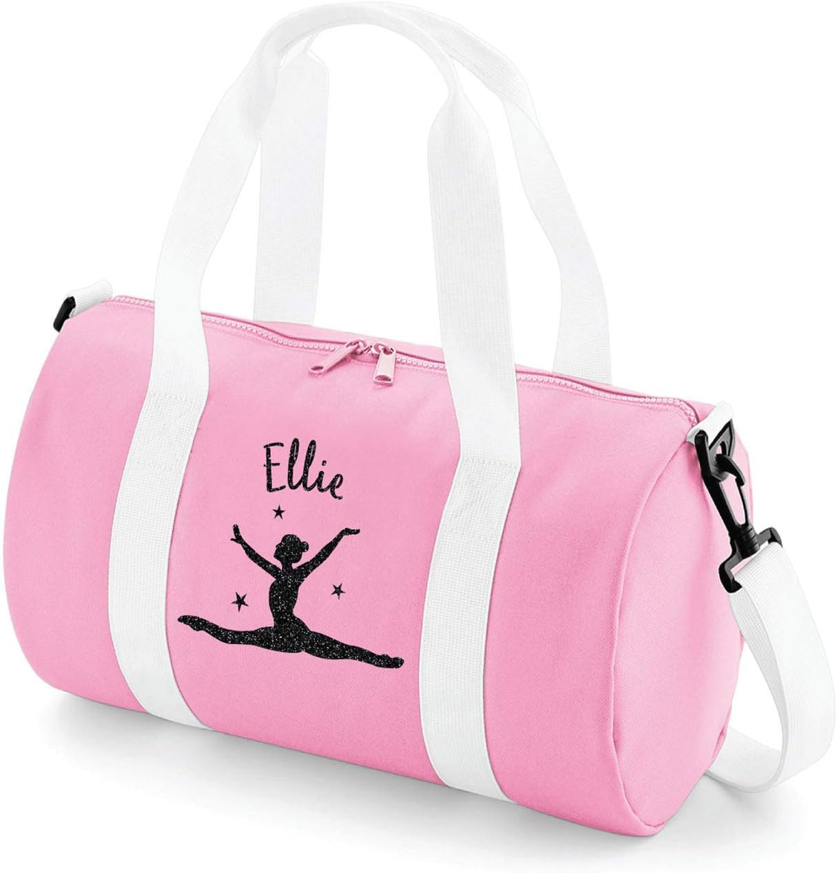 Absolutely Top Girls Personalised Gymnastic Splits Glitter Barrel Bag
