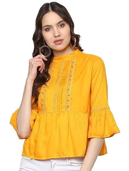 yellow bell sleeve top
