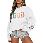 Lubpow Christian God Is Good Sweatshirt for Women Oversized Religious Jesus Faith Shirts Inspirational Bible Verse Pullover