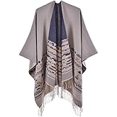 Mommy Jennie Women's Shawl Wraps Open Front Poncho Sweater Cape Cardigan with Tassel Winter Travel Scarf