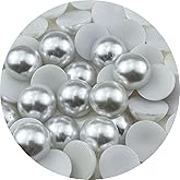 YHYPOCI 40pcs 25mm Half Pearls for Crafts Flatback Half Round Pearl Beads for Jewelry Making Nail Art Scrapbook Craft Wedding Dress Decoration(White)