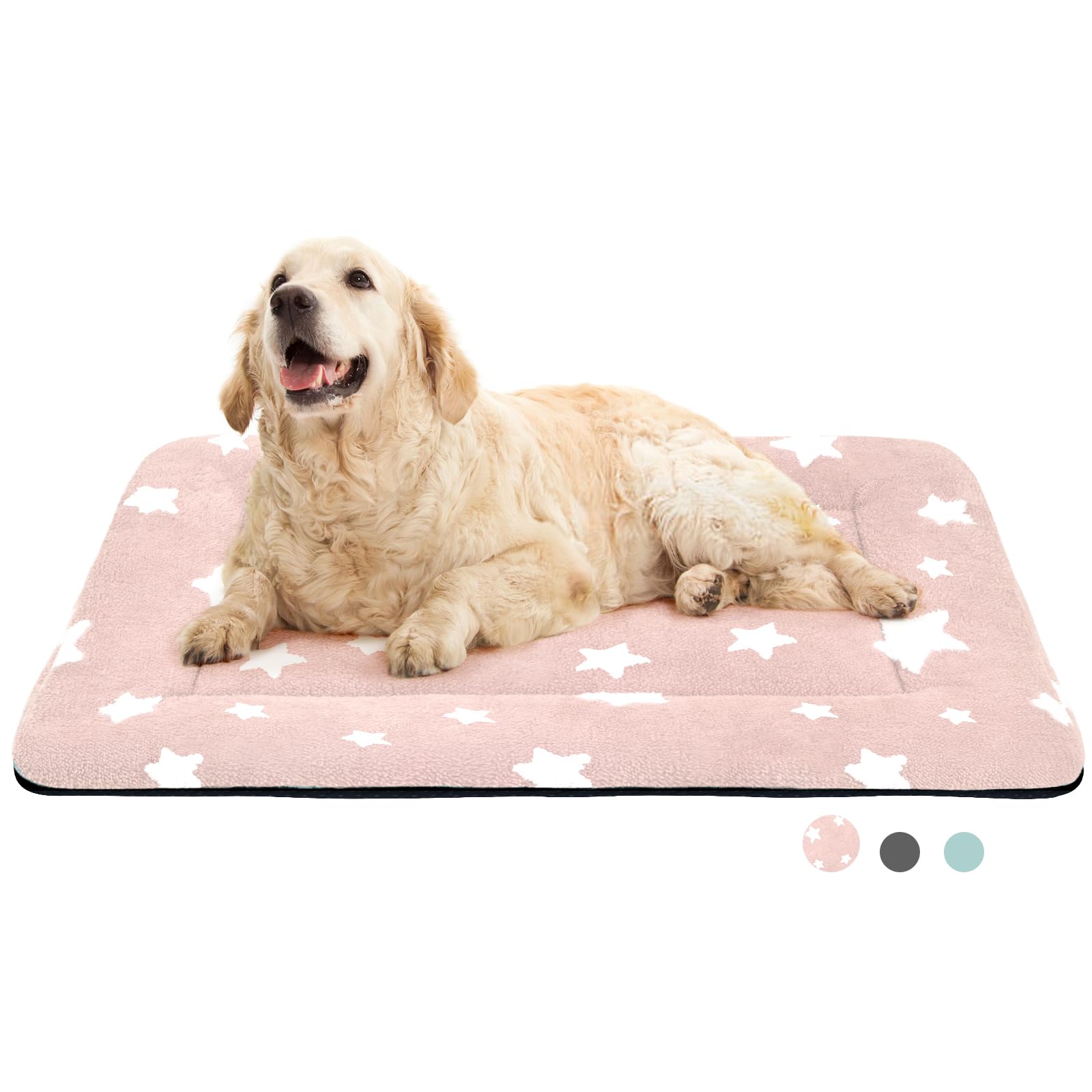 MORA PETS Large Dog Bed Mattress 106 x 68cm Soft Dog Crate Bed Mat Pad Washable Pet Cushion Cute Flat Bedding for Medium and Large Pets Pink