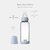 BIBS Glass Baby Bottle 240 ml 1-Pack Silicone Teat Baby Blue view 2