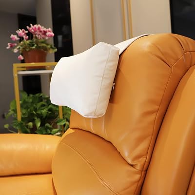 AmazeCov Velvet Recliner Head Pillow with Non-Slip Base - Adjustable Neck Support for Pain Relief in Home, Office and Travel (Nature White)