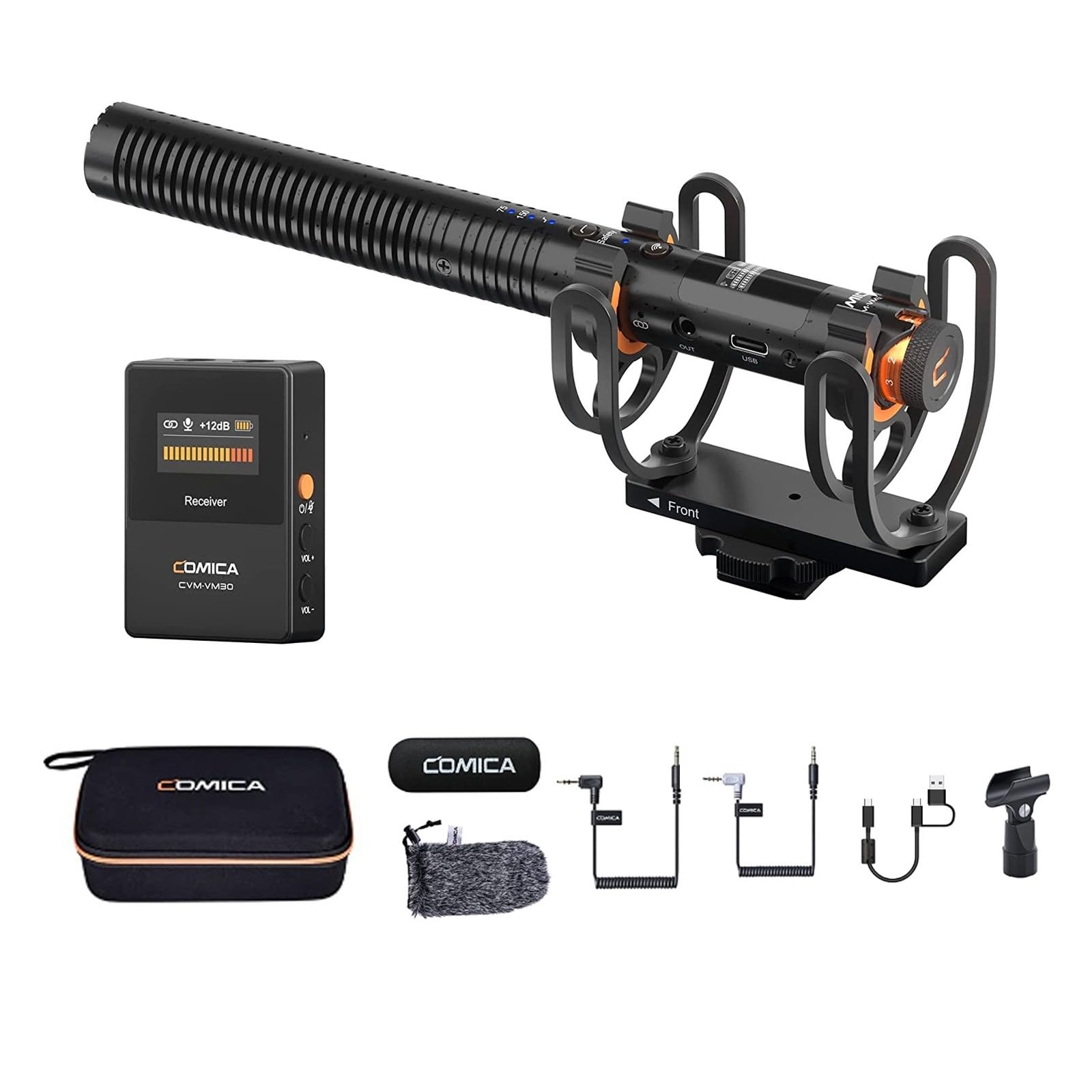 COMICA CVM-VM30 2.4G Super Cardioid Condenser Wireless Shotgun Microphone for Camera, Smartphone, and PC with 75/150Hz, Super-Cardioid Universal Video Microphone for Filmmakers, Vloggers