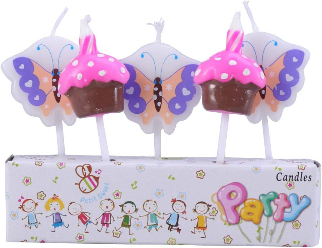 Accessoires Pour Bougies Cuisine Et Maison Amosfun 5 Pcs Anniversaire Gateau De Bougies Dessin Anime Gateau Papillon Gateau Topper Cuisson Bougies Gateau Decorations Pour Diy Baby Shower Faveur De Fete De Mariage