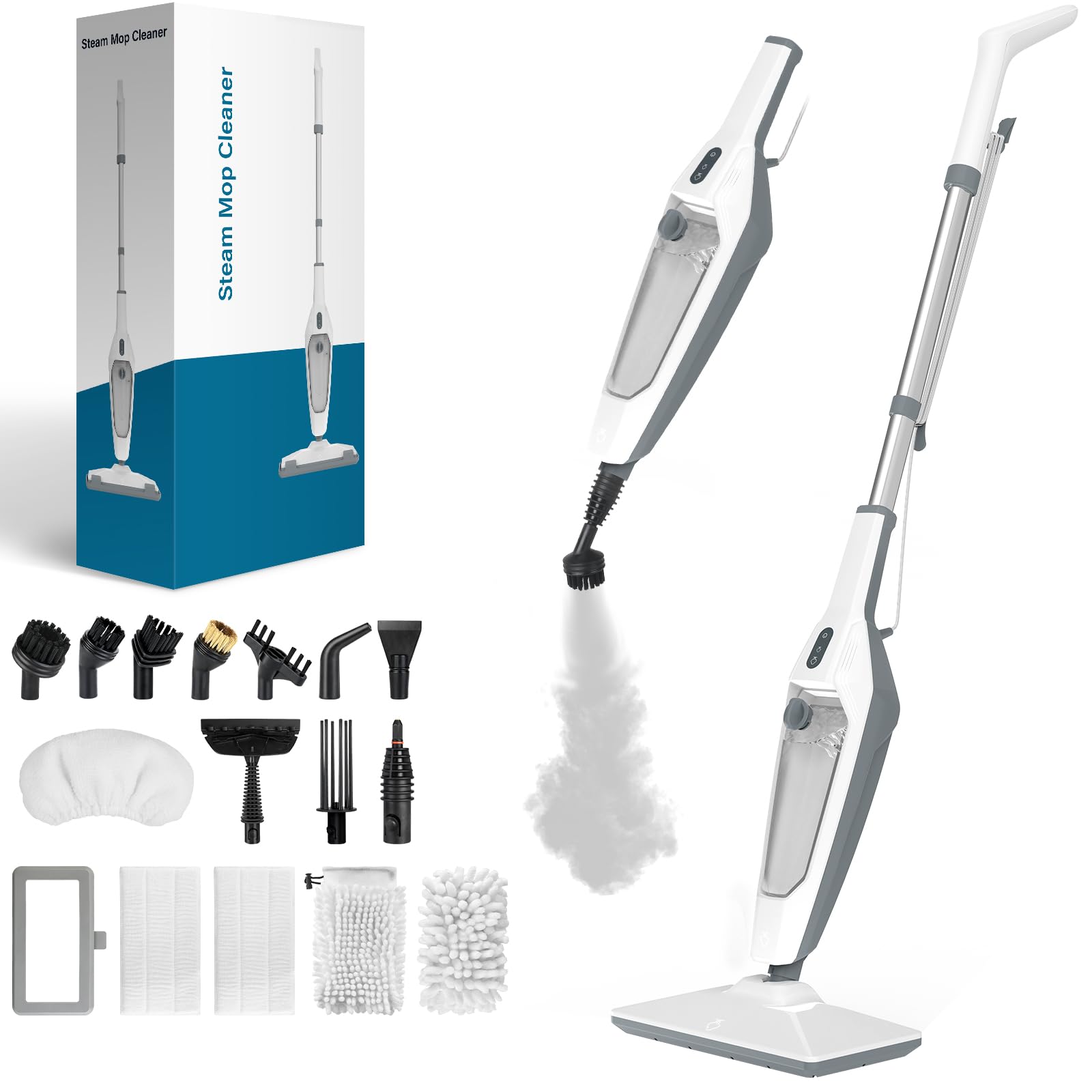 Photo 1 of PEEH Steam Mop for Floor Cleaning, 12 in 1 Handheld Steam Cleaner for Home, Floor Steamer for Hardwood Windows Tile Laminate Shutter & Clothes with Attachments (Grey)