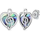 Music Note/Treble Clef/Guitar Earrings and Ring 925 Sterling Silver Music Jewelry Gifts for Women