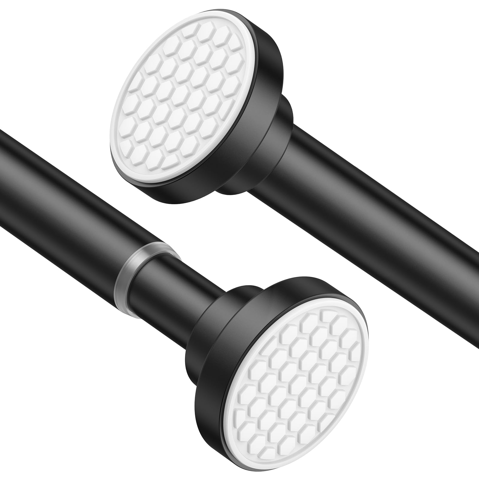AIZESI Small Shower Pole,Tension Rods 70 To 130 Cm, 1” Diameter Spring Tension Curtain Rod, Tension Rods For Curtains, Extendable Tension Pole, Black Curtain Poles No Drilling For Window, 1pcs