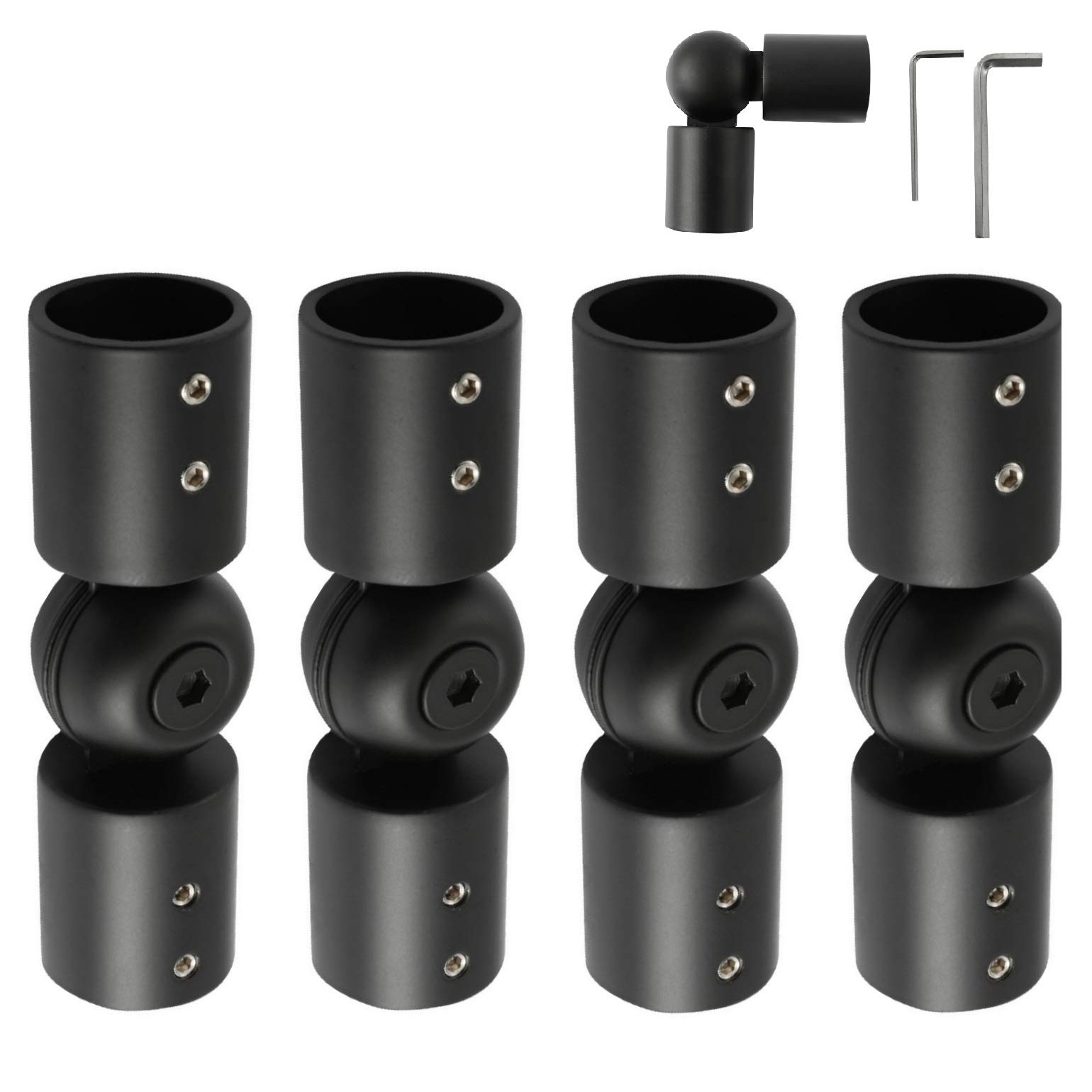 Photo 1 of Anndason Heavy Duty Hinged Elbow Connector Curtain Rod Corner Connector Elbow Connector for 1 Inch Bay Window Curtain Rods, Black Color, (Set of 4)