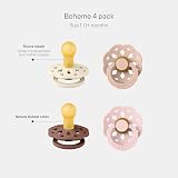 Bibs Boheme Pacifier 4-Pack Soother Size 1 Natural Rubber Denmark Blush Mix view 2