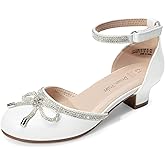 DREAM PAIRS Girls Dress Shoes Closed Toe Low Heels Ankle Strap Pumps for Toddler Little Big Kid Flower Party Wedding Princess