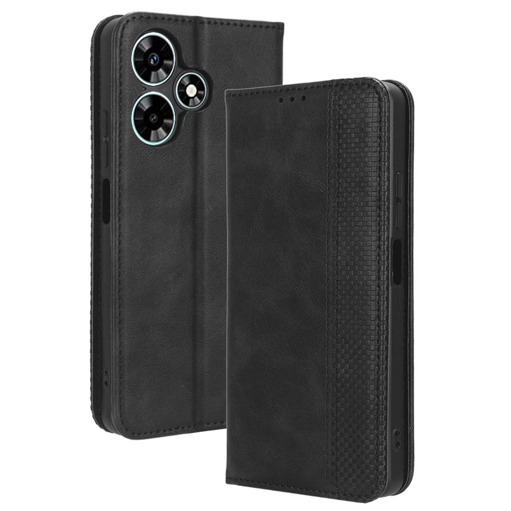 BellaCase Infinix Hot 30i/30i NFC Case [Wallet Case] [Kickstand] [Card Slots] [Magnetic Flip Cover] Compatible with Infinix Hot 30i/30i NFC Smartphone(Black)
