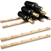 Barydat 4 Pcs Compact Wooden Wine Rack Wood Wine Bottle Holder Countertop Wine Holder Stand Display Wine Rack Shelf Small Stackable Wine Bottle Storage Organizer for Cabinet Fridge Tabletop Bar