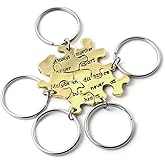 Top Plaza 5 Pcs BFF Best Friend Keychain Friendship Family Keychains Matching Puzzle Keyring Set -“Always together never apart Maybe in distance but never at heart”