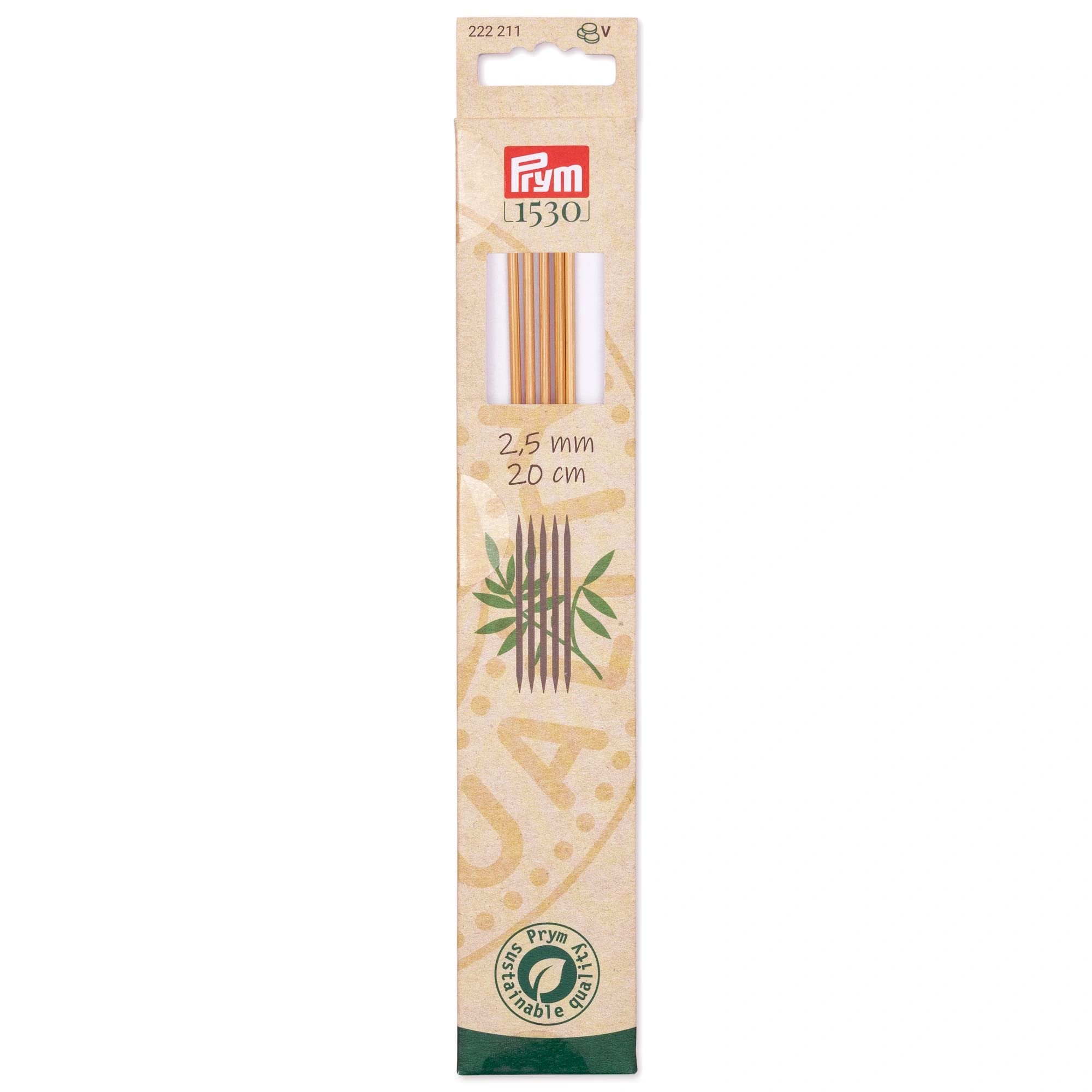 Prym - Prym 1530 Bamboo (20cm, 2.50mm) Double-Pointed Needle - 1 Unit