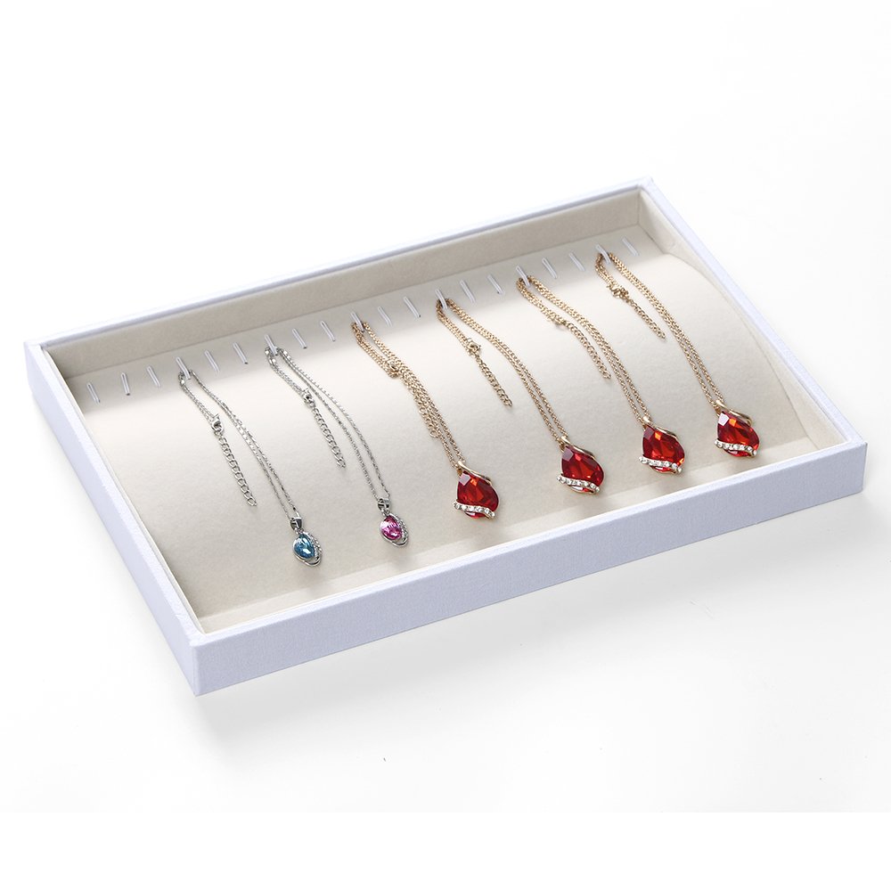 Bocar Jewelry Necklace Display Showcase Organizer Holder with 20 Hook(CP-white-XL)
