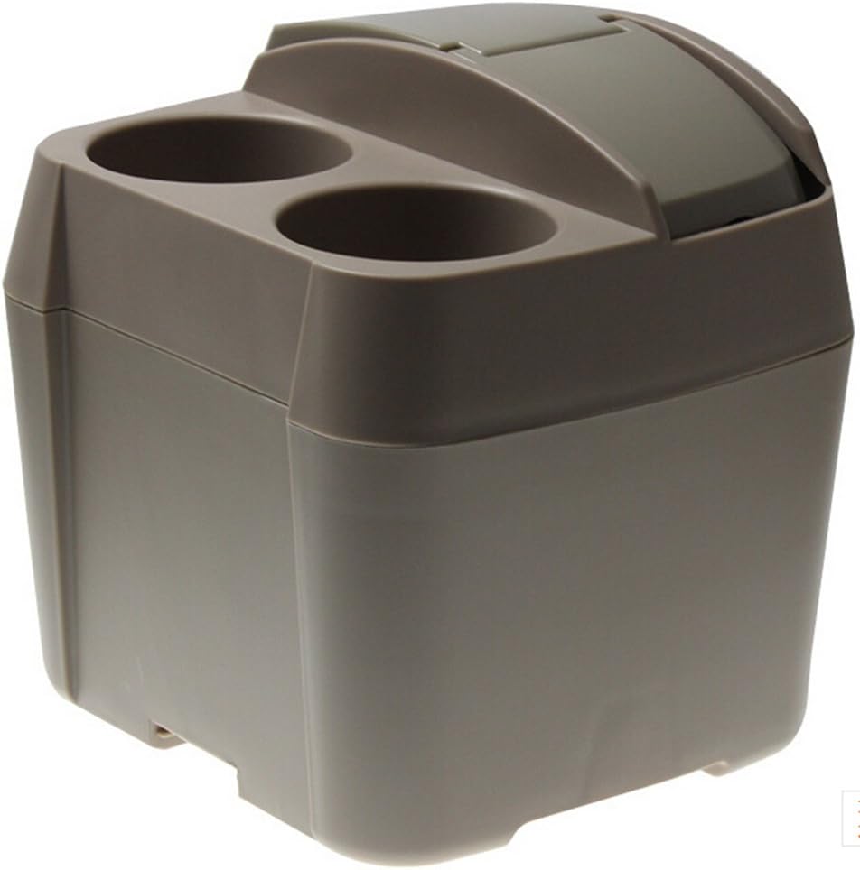 Car Trash Can Top Estore Multi-Functional with Drink Holder and Tissue Holder Storage Compartment (Beige)