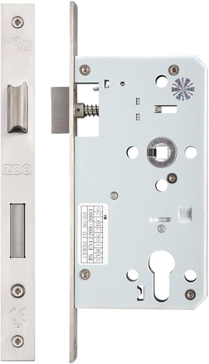 Zoo Hardware ZDL7260 Mortice DIN Euro Sash Lock 60mm Satin Stainless
