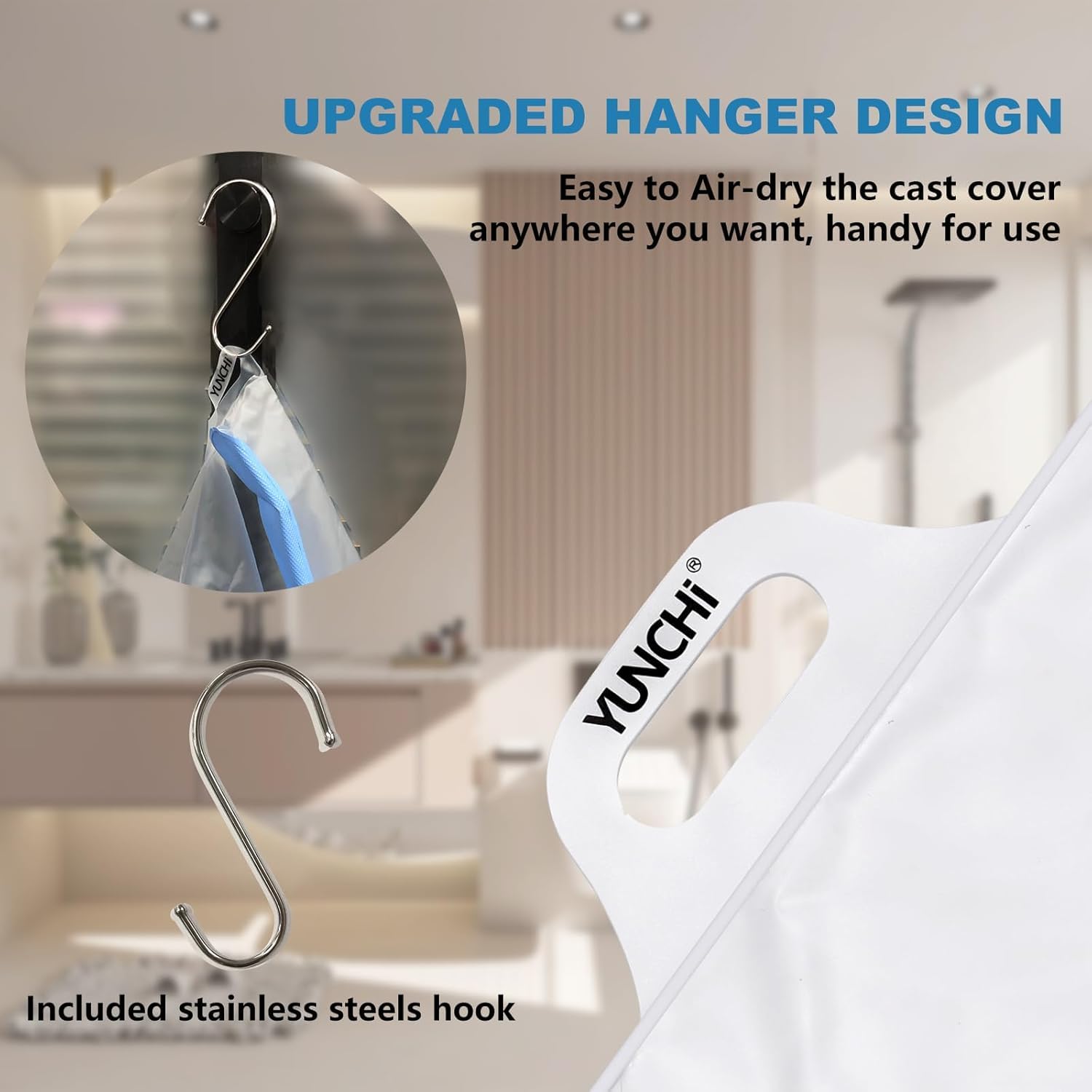 YUNCHI Upgraded Extra Wide Full Leg Cast Cover for Shower after Knee Surgeries with Non-Slip Bottom for Leg Wounds, Bandage, Large Cast, Knee Immobilizer/Brace, Walking Boots, Reusable