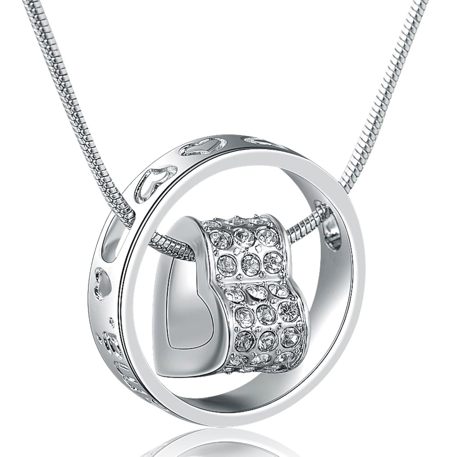 MARENJA Regalos Navidad Collar Mujer de Moda Colgante con Anillo Corazón Grabado