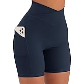 Yuerlian Women Seamless Booty Biker Shorts Cross Workout Shorts 5" High Waisted Shorts with Pockets