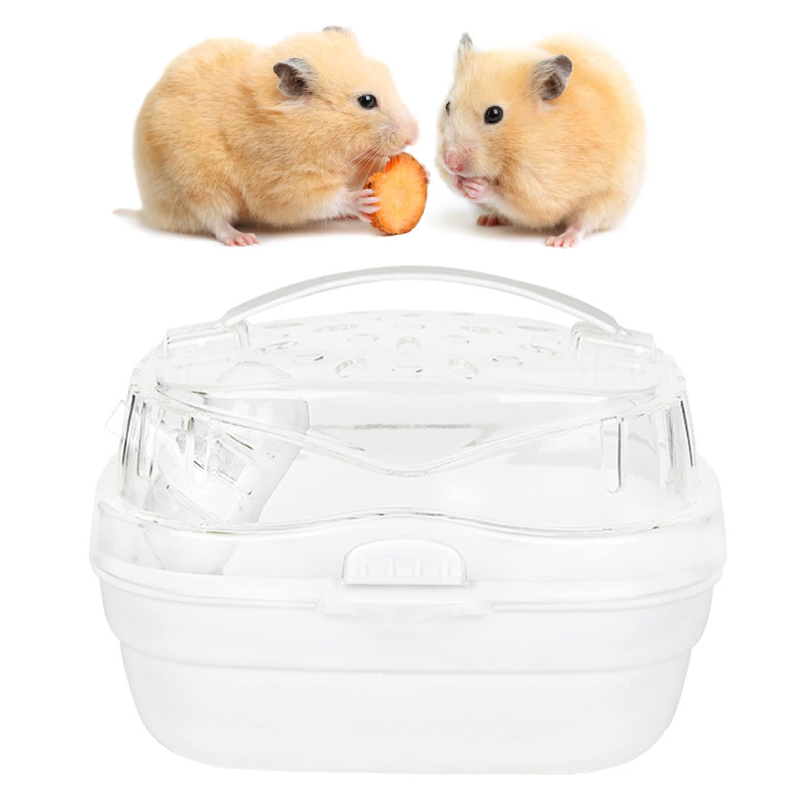 Zerodis Portable Hamster Cage, Hamster Carry Case Cage Portable Mice Travel Case Hamster Carry Travel Cage Lightweight Small Animal Carry Case for Outdoor Travel (Moonlight White)