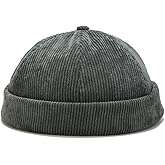 Corduroy Brimless Docker Hat for Unisex Stylish Adjustable Rolled Cuff Skull Cap Harbour Beanie Hats