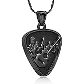 Imrsanl Cremation Jewelry for Ashes Pendant Stainless Steel Music Guitar/Guitar Pick Cremation Keepsake Memorial Urn Necklace for Women Men