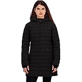 HFX Women's Mid-Weight Stretch Puffer Jacket – Water-Resistant, Insulated Coat, Recycled Fill, Thumbhole Cuffs, Contoured Fit