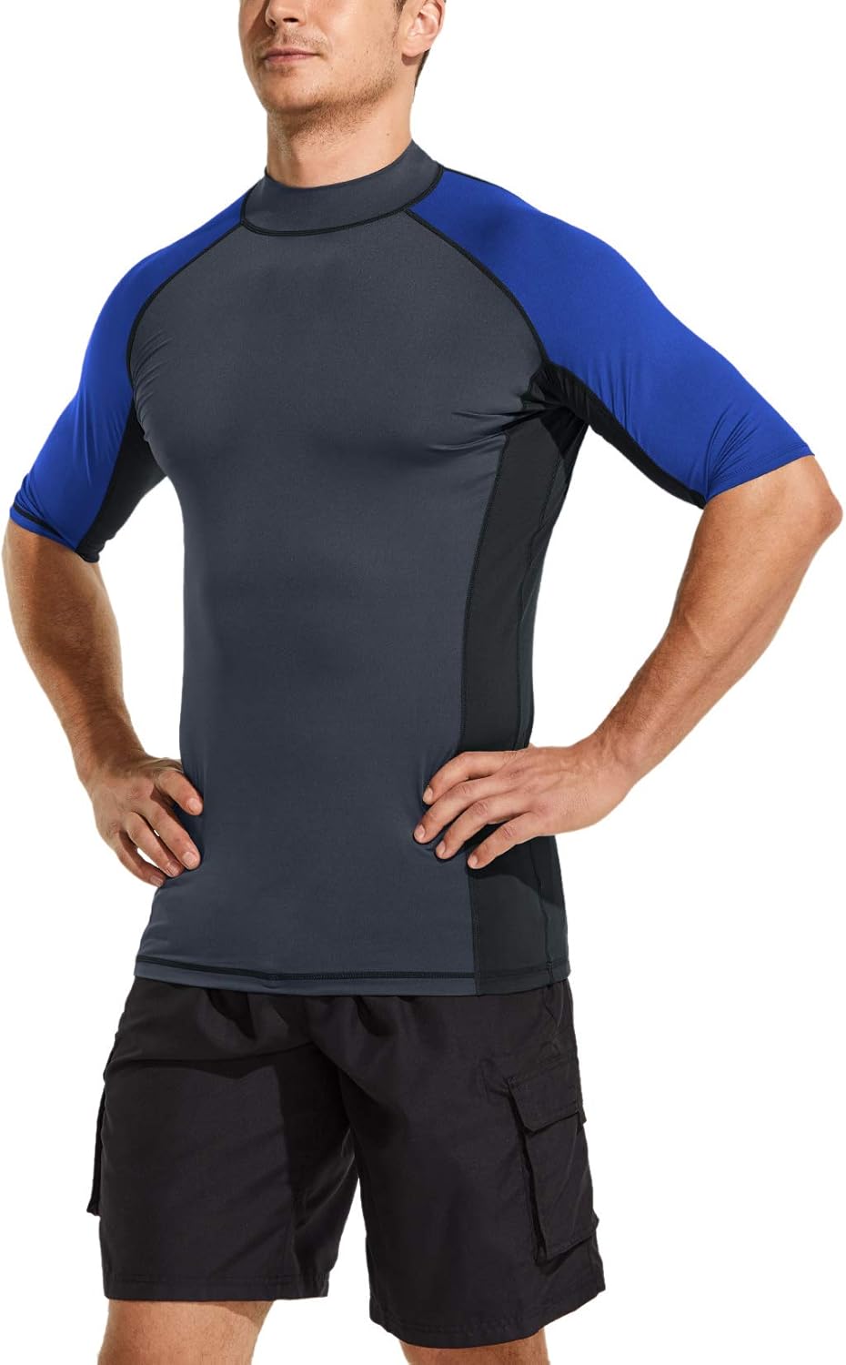 TSLA Men's Rash Guard Swim Shirts, UPF 50+ Quick Dry Mid/Short Sleeve Swimming Shirt, UV/SPF Water Surf Shirts: Sports & Outdoors